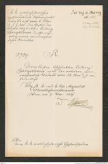 k.k. naturhistorisches Hofmuseum, Intendanzakten 1885-1896 (Hauer), Aktenzahl Z.316.a/1889, Seite 1